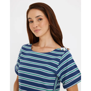 Vestido Corto Rayas Azul - Marini