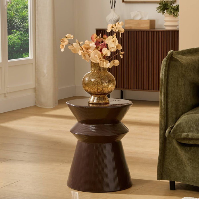 Table d'appoint Maya ronde D.35,5cm marron