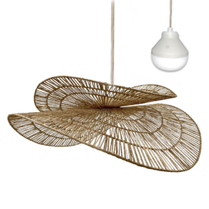 Suspension SOLARA NOMAD en jute naturel style bohème avec ampoule LED blanc/RGB nomade
