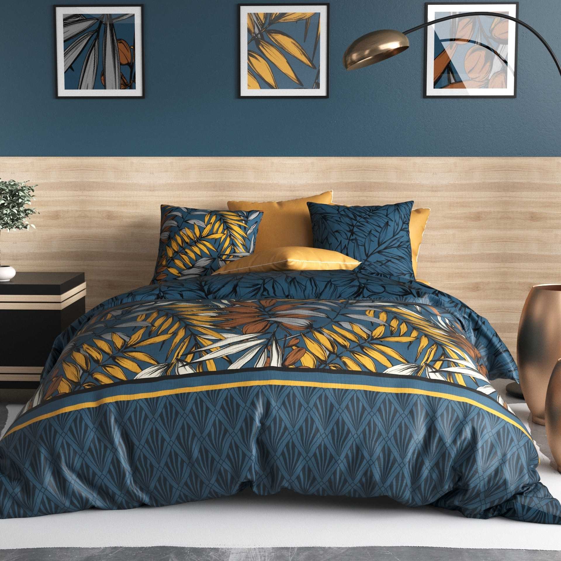 Parure housse de couette coton emeraude