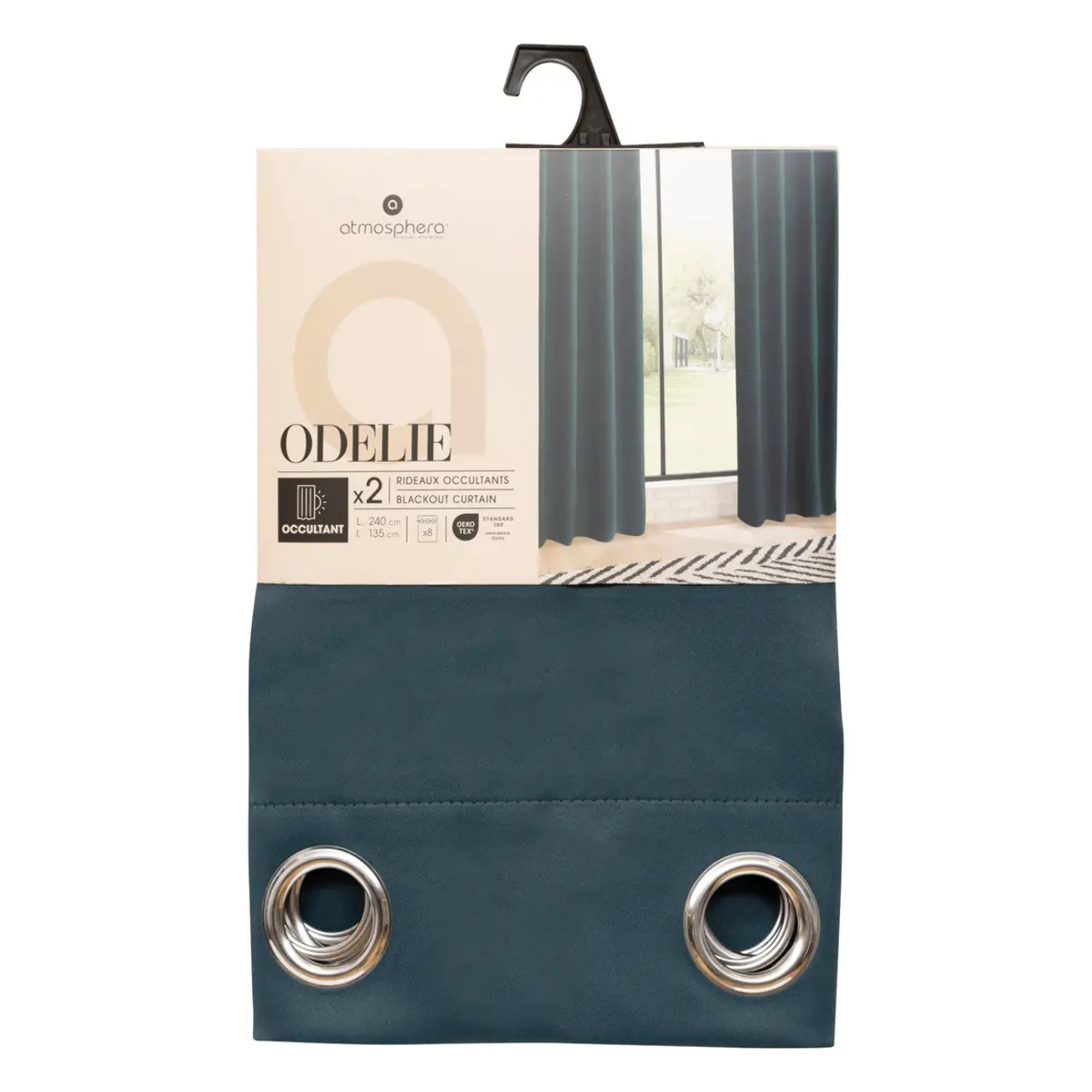 Rideau occultant "Odelie" bleu egéen 135x240cm