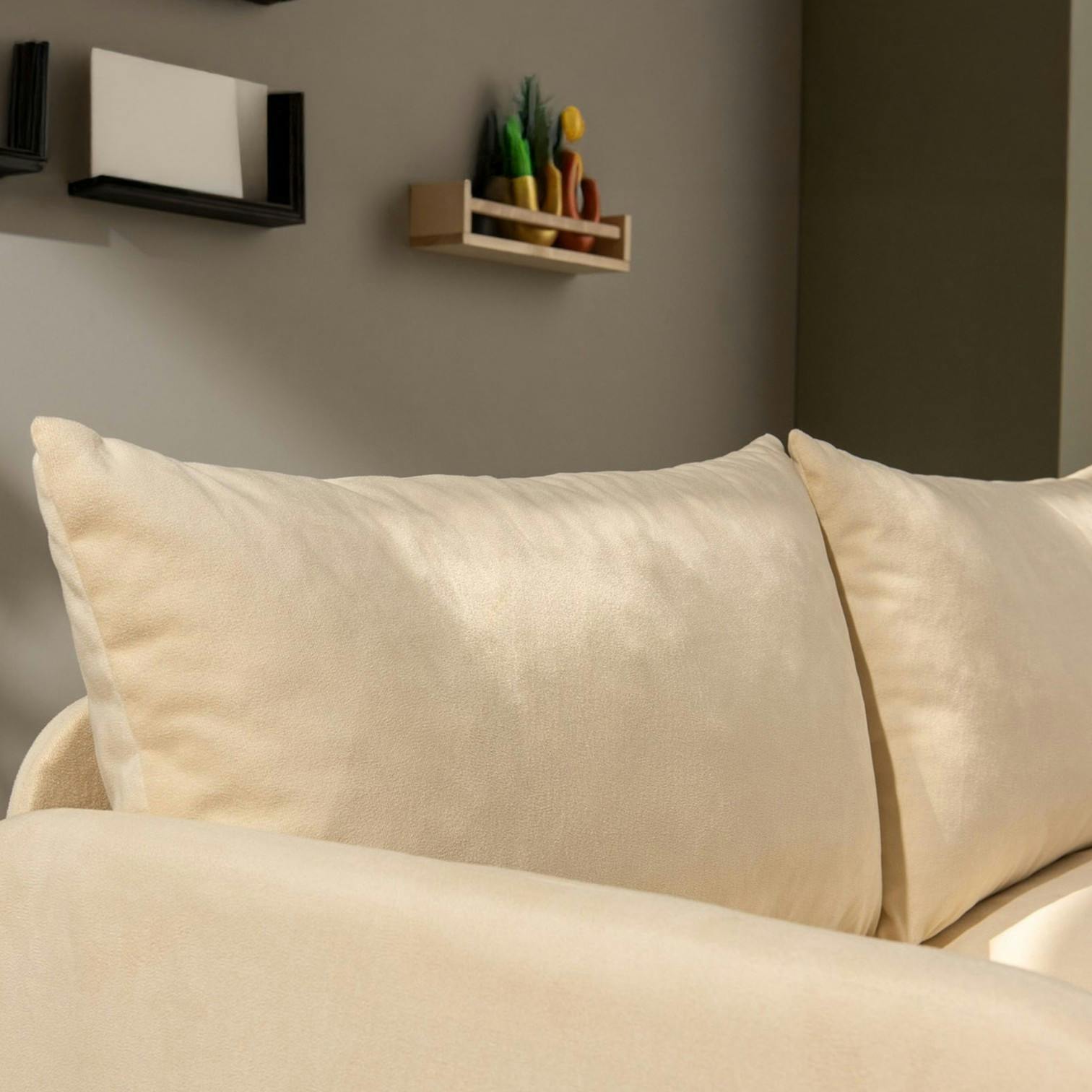 Canapé-lit d'appoint en tissu crème, 2 personnes ORURO