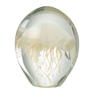 J-Line Presse Papier Calypso Verre Transparent/Beige Small