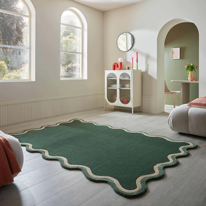 Tapis en mélange de laine à bordure festonnée RIVO