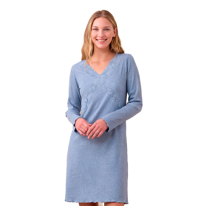 Camicia da notte donna in costina di viscosa articolo classic Noidinotte