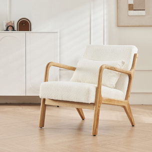 Fauteuil en bois et tissu bouclette - LANNA