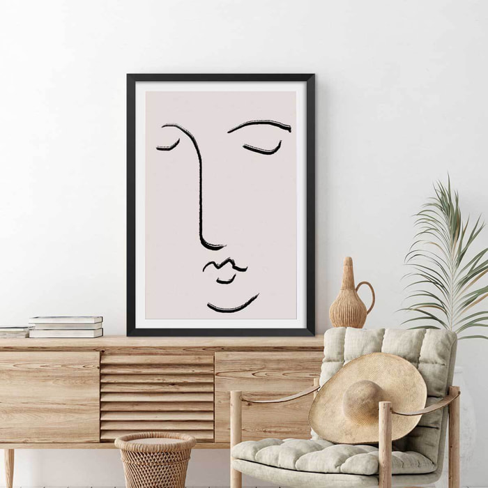 Affiche Simple Ligne No1 Affiche + cadre en bois - Noir