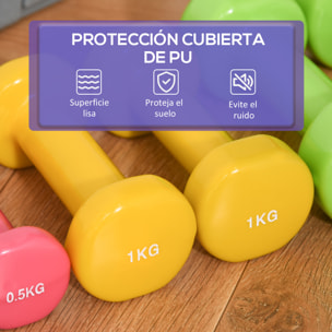 Juego de 6 Mancuernas Hexagonales 3 Pares 1,5 kg 1 kg 0,5 kg para Ejercicio Casa