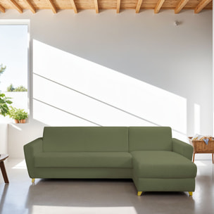 Canapé d'angle convertible express 5 places en tissu bouclette - LEANDRO