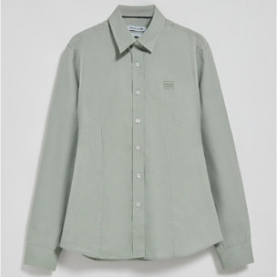 Camisa verde jade Slim fit de popelín con logo