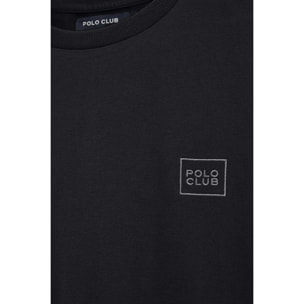 Camiseta negra de corte recto con parche Polo Club