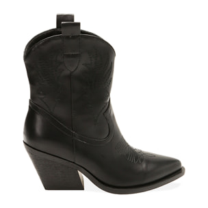 Tronchetti texani donna neri, tacco largo 7,5 cm