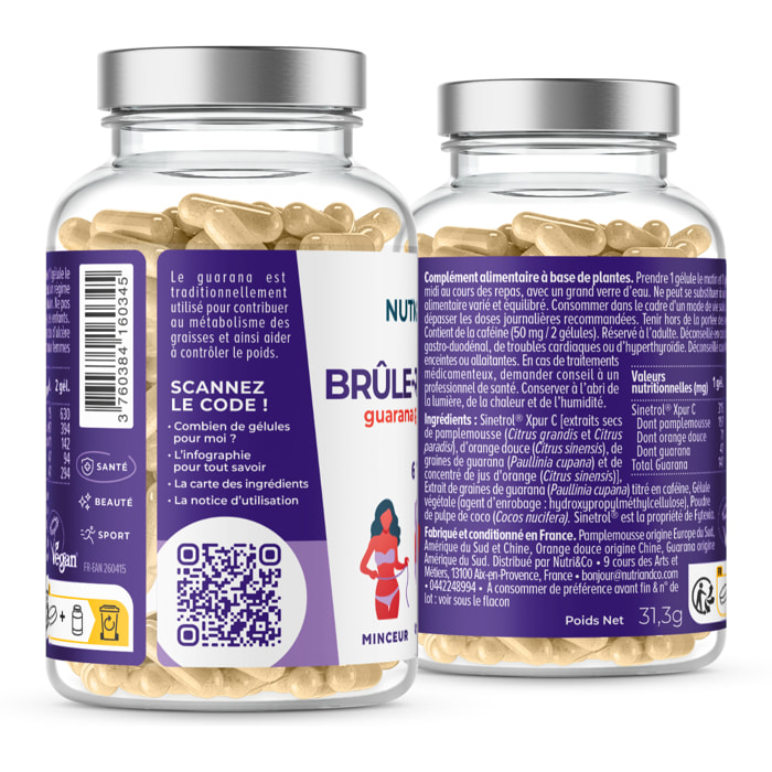 Nutri&Co Brûle Graisse Puissant et Naturel Thé Vert & Agrumes - 60 gélules Vegan