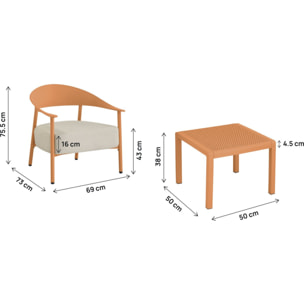 Salon de jardin en métal et plastique "Céora" - 2 places - Orange