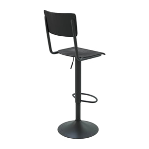 Lot de 2 chaises de bar réglables 60/80 cm en bois noir - Clem
