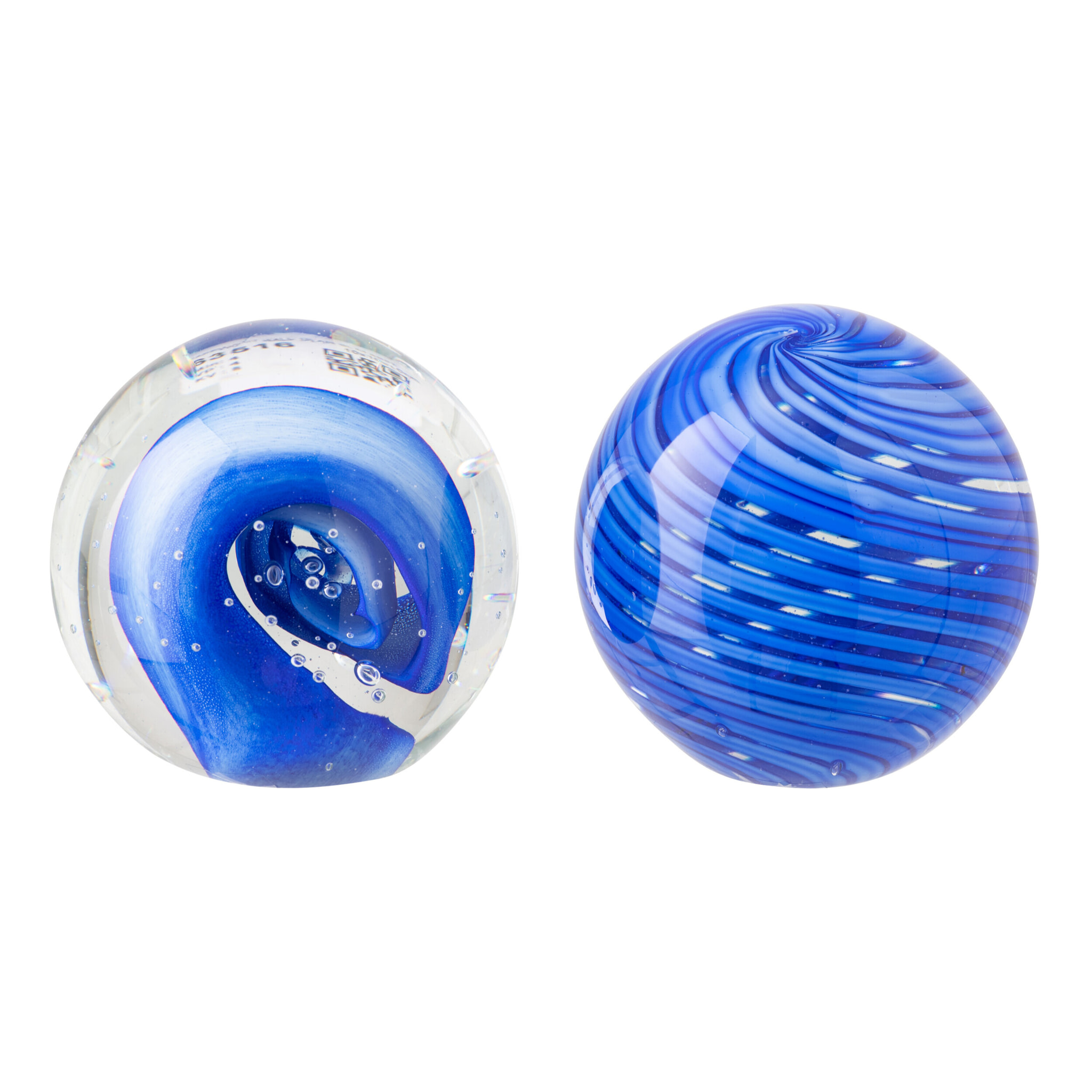 J-Line Presse-papier Balle - verre - bleu - medium - 2 pièces