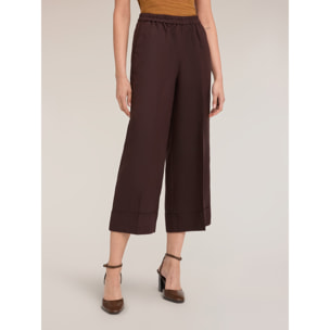 Motivi - Pantaloni cropped in misto lino - Marrone
