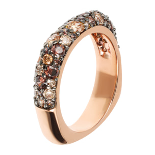 Anello Riviera Quadrato con Pavé di Cubic Zirconia Marroni