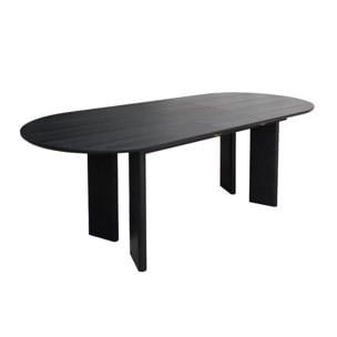 Table à manger oblongue extensible bois d'hévéa et placage chêne 6-8 places ALBANE