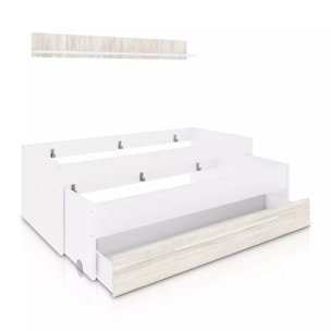 Cama doble juvenil con estante Nuit Blanco Artik (Blanco Mate) – Blanco Velho