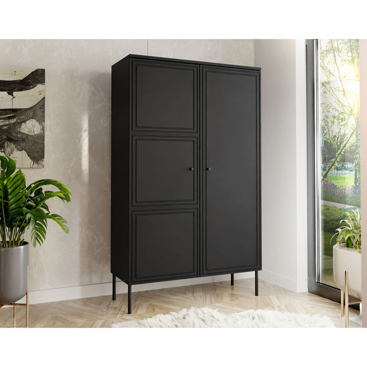 Lavaggi - buffet haut - noir - 2 portes - 166 cm - Noir