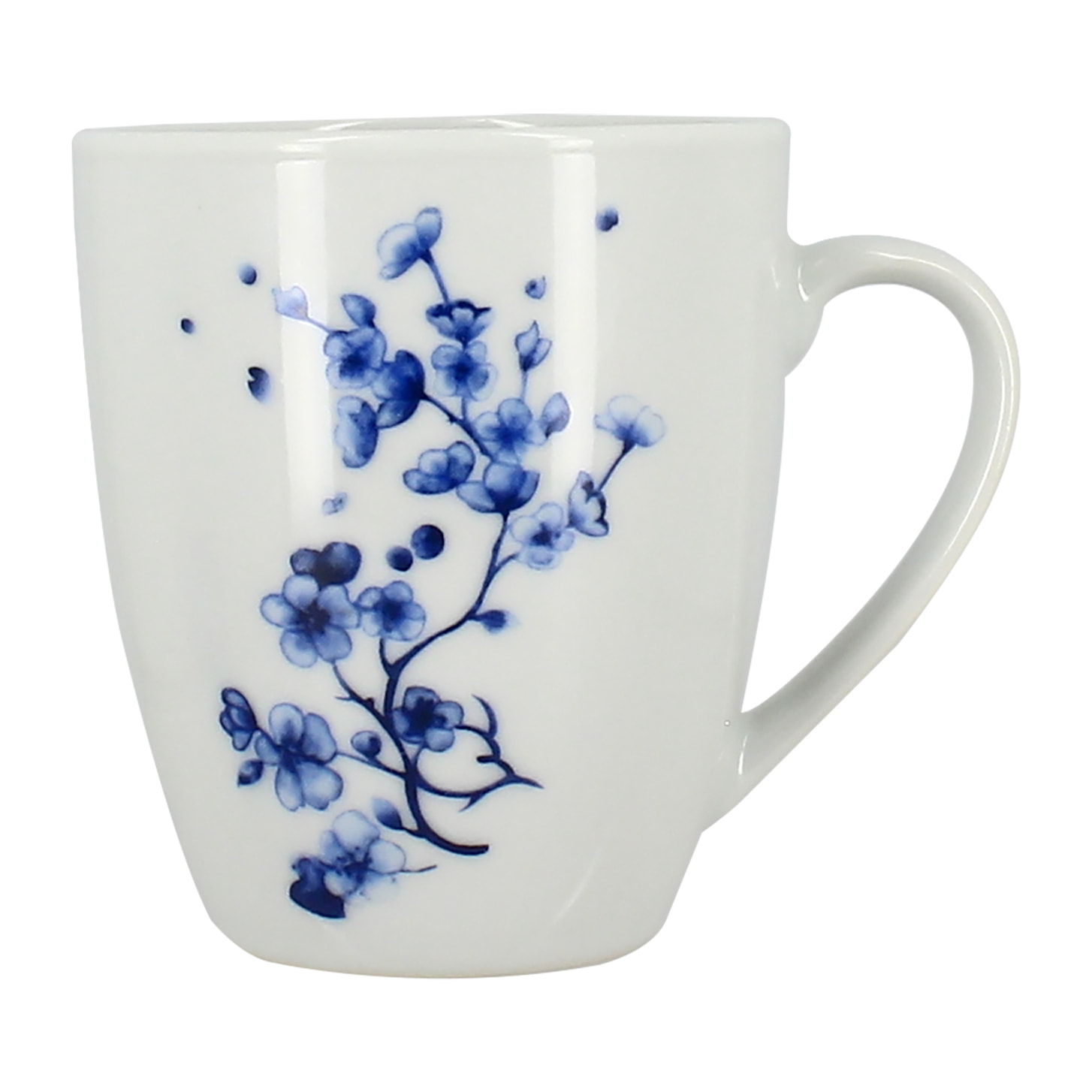 Lot de 6 mugs 36cl en porcelaine blanche et dessin bleu CENTAUREE