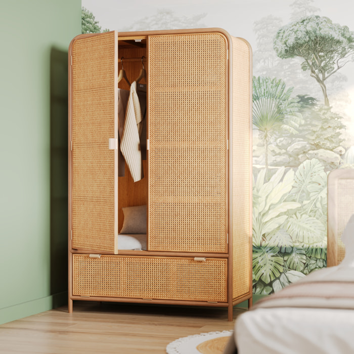 Armoire en bois massif de pin et de teck - Alata