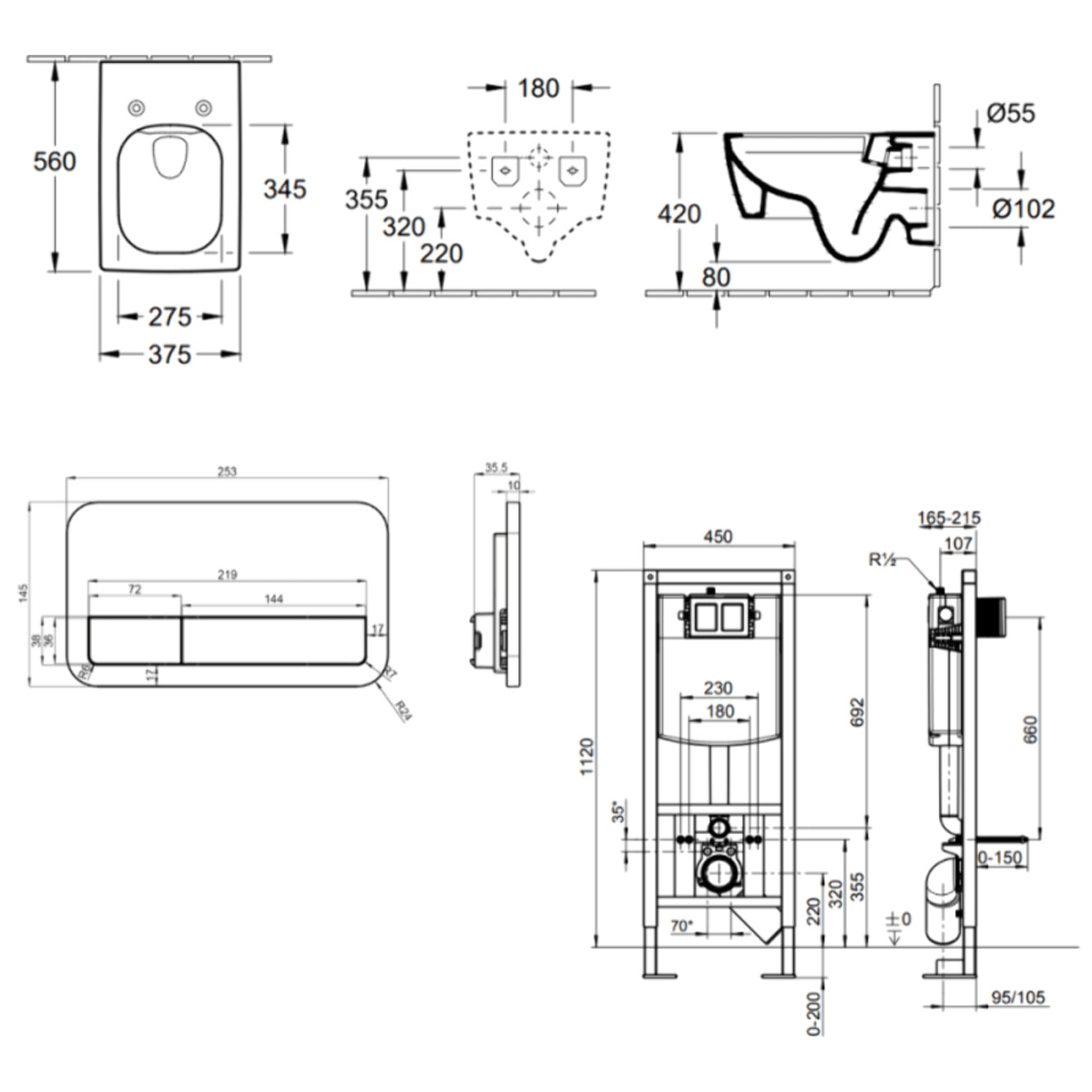 Pack WC suspendu sans bride Memento 2.0 + abattant + plaque chromée + bâti VILLEROY ET BOCH