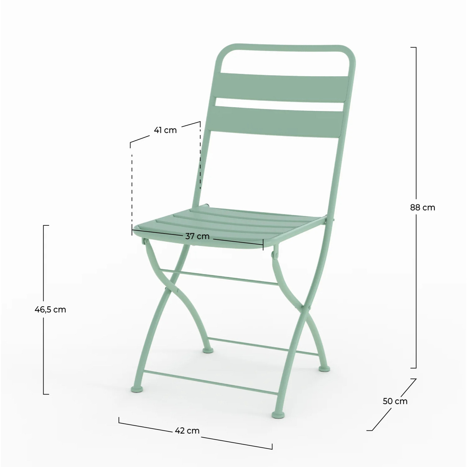 Lot de 2 chaises de jardin en métal vert clair, pliantes - Yumi