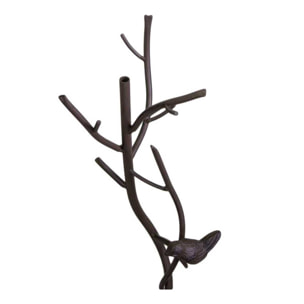 Posacenere in metallo marrone, ramo con uccellino cm37x35h95