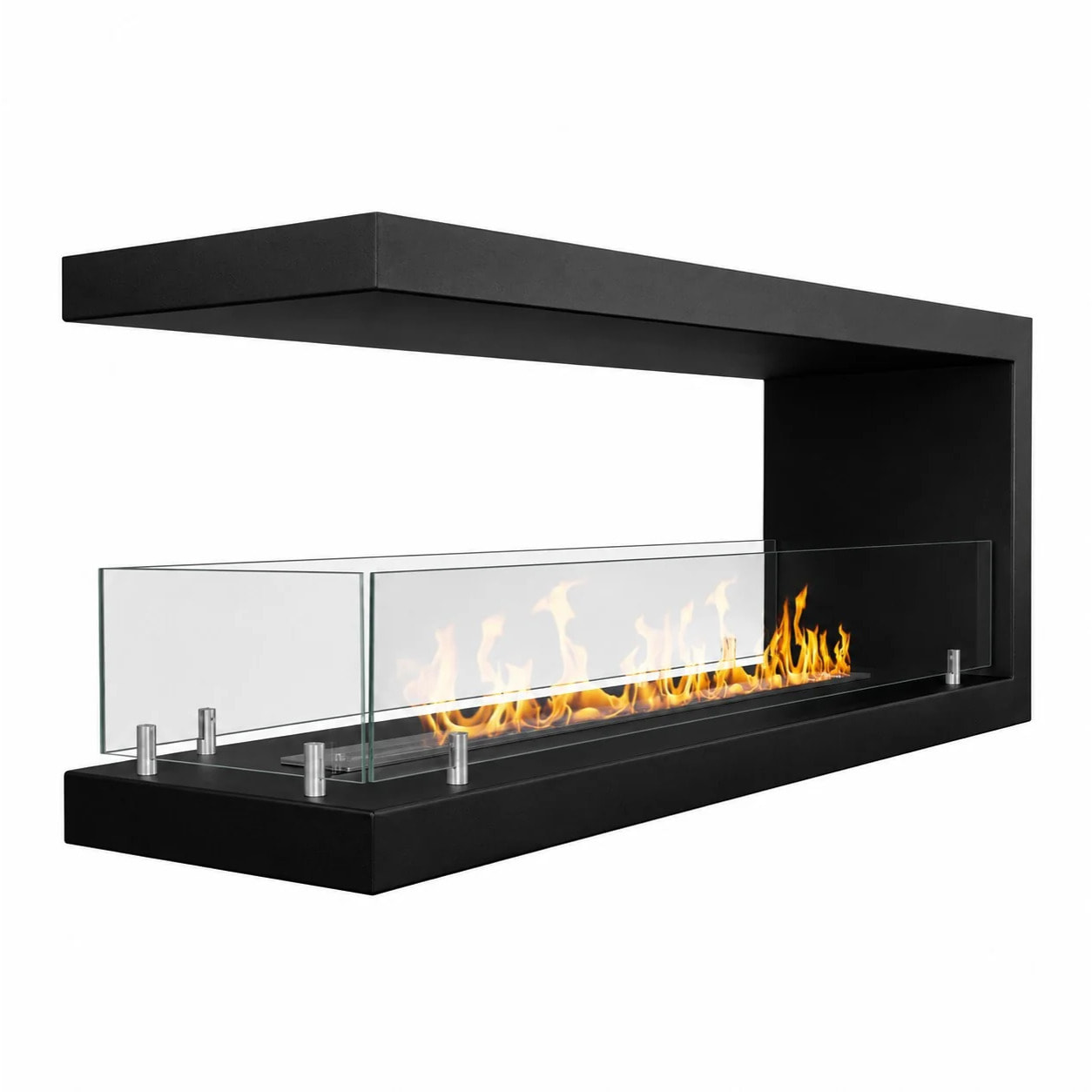Maratea 120 - Camino a Bioetanolo da Incasso Trifacciale 120x50x30 cm con Bruciatore 1,25lt in Acciaio
