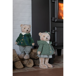J-Line figurine Garçon + Fille - polyester - beige/vert - 2 pcs