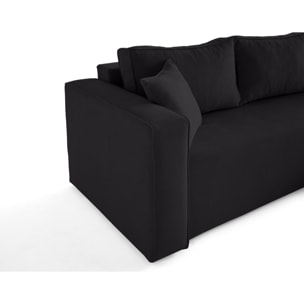 Topaze - canapé d'angle déhoussable réversible 4 places en tissu - Noir