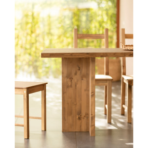 Table à manger en bois massif ton chêne foncé en différentes tailles