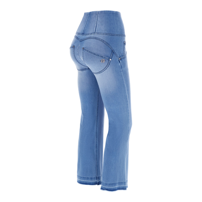 Jeans push up WR.UP® 7/8 fondo flare effetto scucito