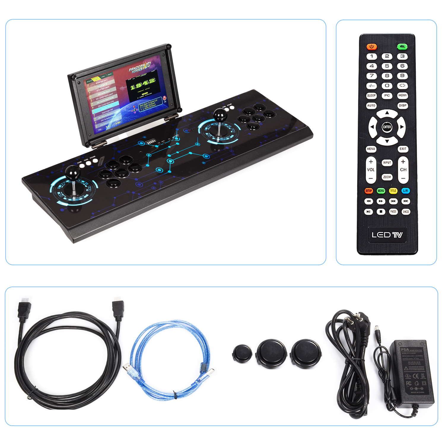 Console retrò ARACADE 3D 64Gb 4222 gioco WIFI PANDORA FORREST. Schermo intero da 10" per due giocatori.