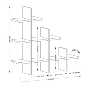 Mensola Dghidott, Scaffale, Ripiano a muro, Scaffalatura multiuso, 82x18h80 cm, Noce