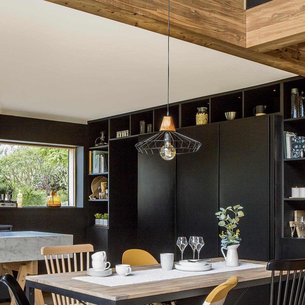 Suspension filaire "Ben" noire - métal D38 cm