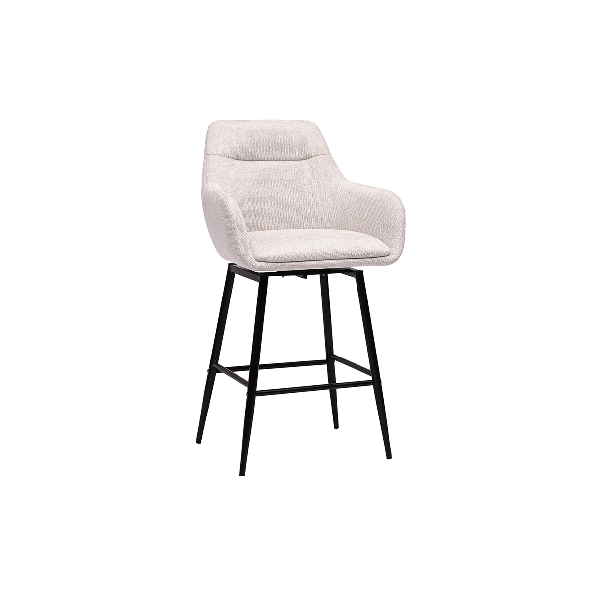 Tabourets de bar pivotants 360° en tissu effet velours texturé beige et métal H65.5 cm (lot de 2) ALESS
