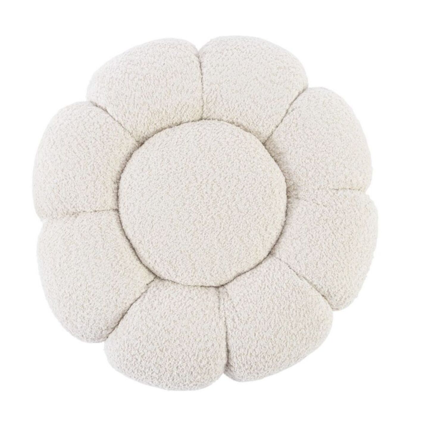 Pouf FLOREL in tessuto effetto bouclé naturale