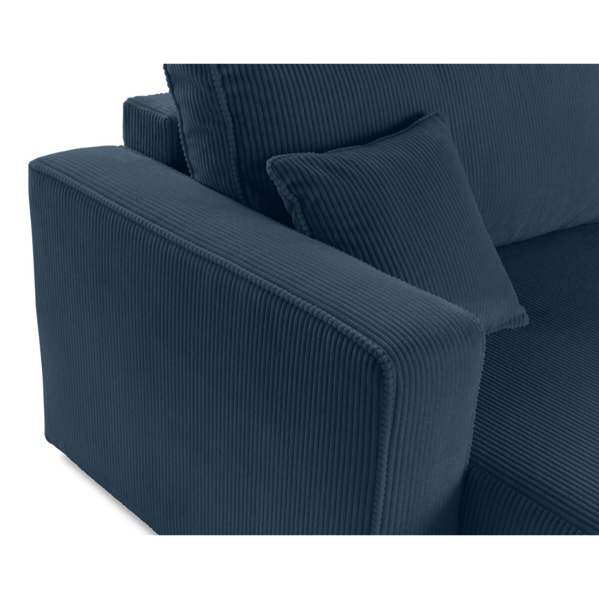 Topaze - Canapé droit 4 places avec double méridienne - assise profonde - en velours côtelé - Bleu