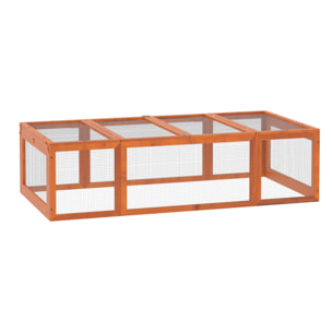 Clapier cage à lapins extérieur intérieur 2 + 1 portes 180 x 90 x 48 cm bois pin pré-huilé