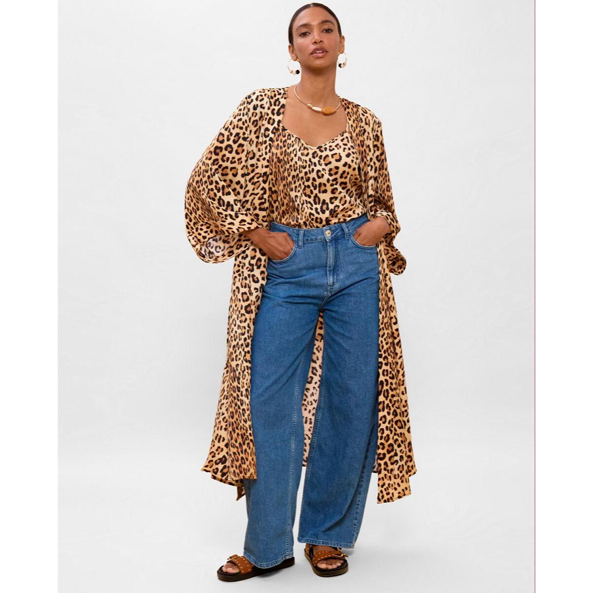 Kimono con stampa animalier