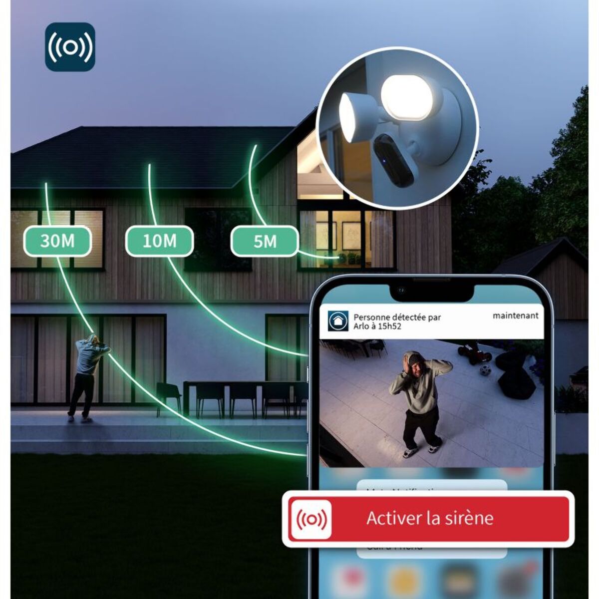 Caméra de surveillance ARLO 2 caméras ext Floodlight 2K