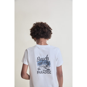 Conjunto Camiseta con Texto Paradise y Shorts Cargo con Bolsillos Laterales con Boton | Color: Azul medio | Street Monkey