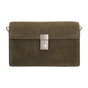 Borsa a tracolla da donna Made in Italy - Celeste Prime - Pelle scamosciata - 24.0 x 15.0 x 7.0 cm