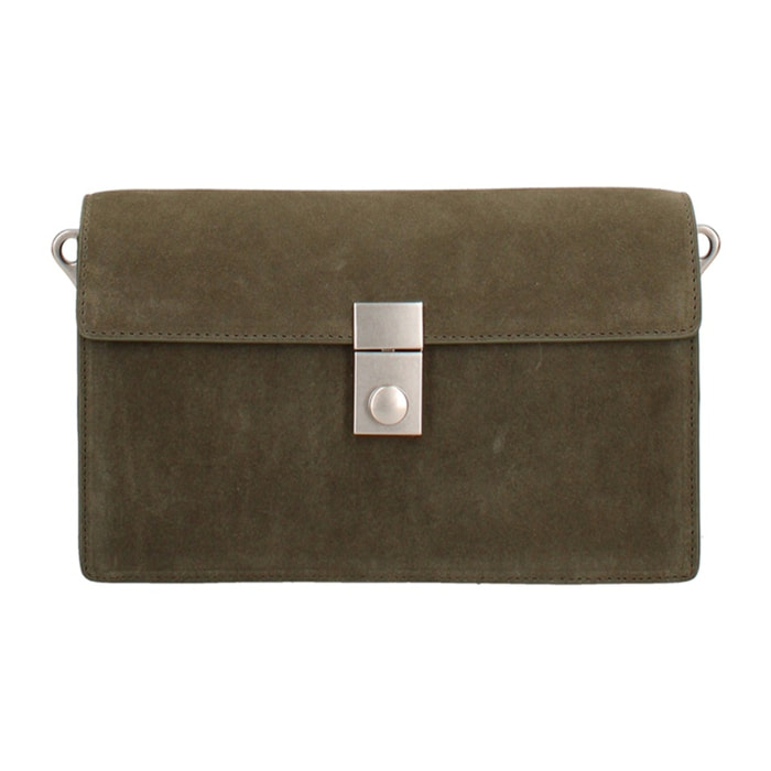 Borsa a tracolla da donna Made in Italy - Celeste Prime - Pelle scamosciata - 24.0 x 15.0 x 7.0 cm