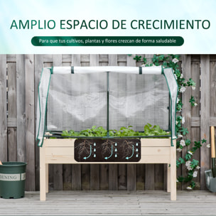 Huerto Urbano Cultivo Elevado de Madera 121x55x117 cm con Cubierta de Protección