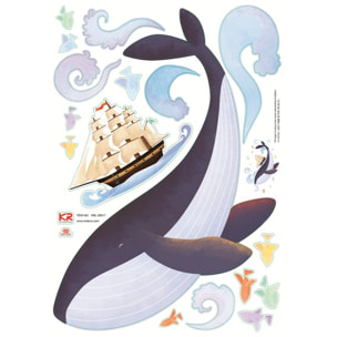 Stickers Muraux décoration adhésifs Baleine et Bateau Pirate