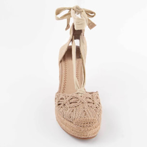 Alpargata De Cuña - Beige - Altura: 10 Cm